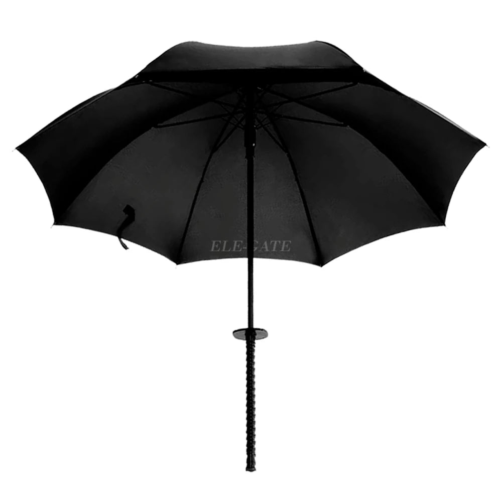 ELEGATE Japandi Design Golf Umbrella 8-Rib Semi-Automatic Black Oxford Coating Rain Protection Straight Folding Umbrella for Adu