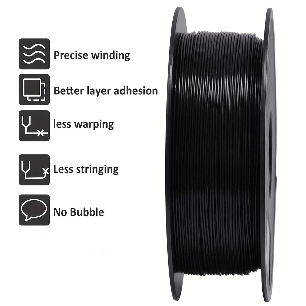 PLA+2.0 3D Printer Filament, Upgrade PLA+ Filament 1.75mm, Tougher and Stronger, Neatly Wound PLA Plus Filament,1KG Spool,Black