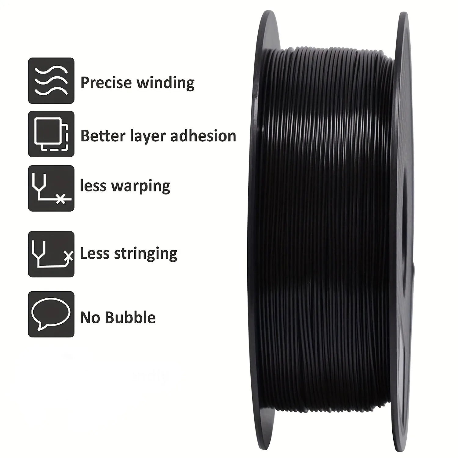 PLA+2.0 3D Printer Filament, Upgrade PLA+ Filament 1.75mm, Tougher and Stronger, Neatly Wound PLA Plus Filament,1KG Spool,Black
