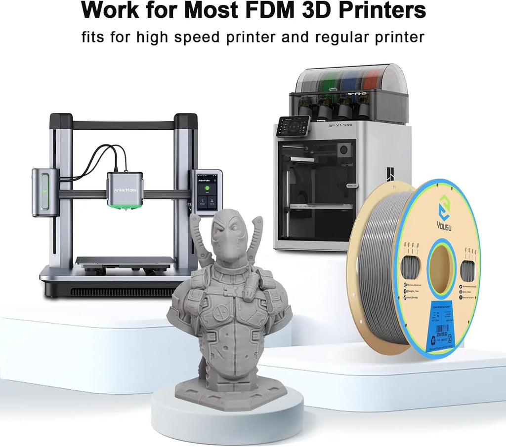 PLA+2.0 3D Printer Filament, Upgrade PLA+ Filament 1.75mm, Tougher and Stronger, Neatly Wound PLA Plus Filament,1KG Spool,Gray