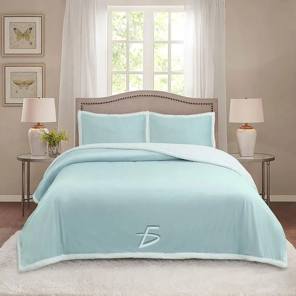 3-Piece Teddy Duvet Cover Set and Pillowcases: Comfort and Style in Your Bedroom - 260*220, Blue