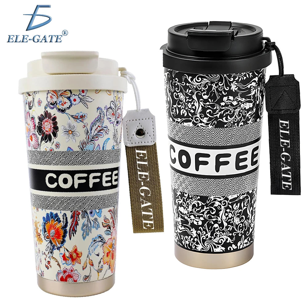 500ml Floral Airtight Vacuum Flask Stainless Steel Small Mouth Drinkware for Travel Hot or Cold Beverages