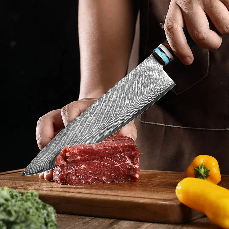 Professional Kitchen Knives Chef Japanese 67 Layers Damascus Knife Set with Resin Handle