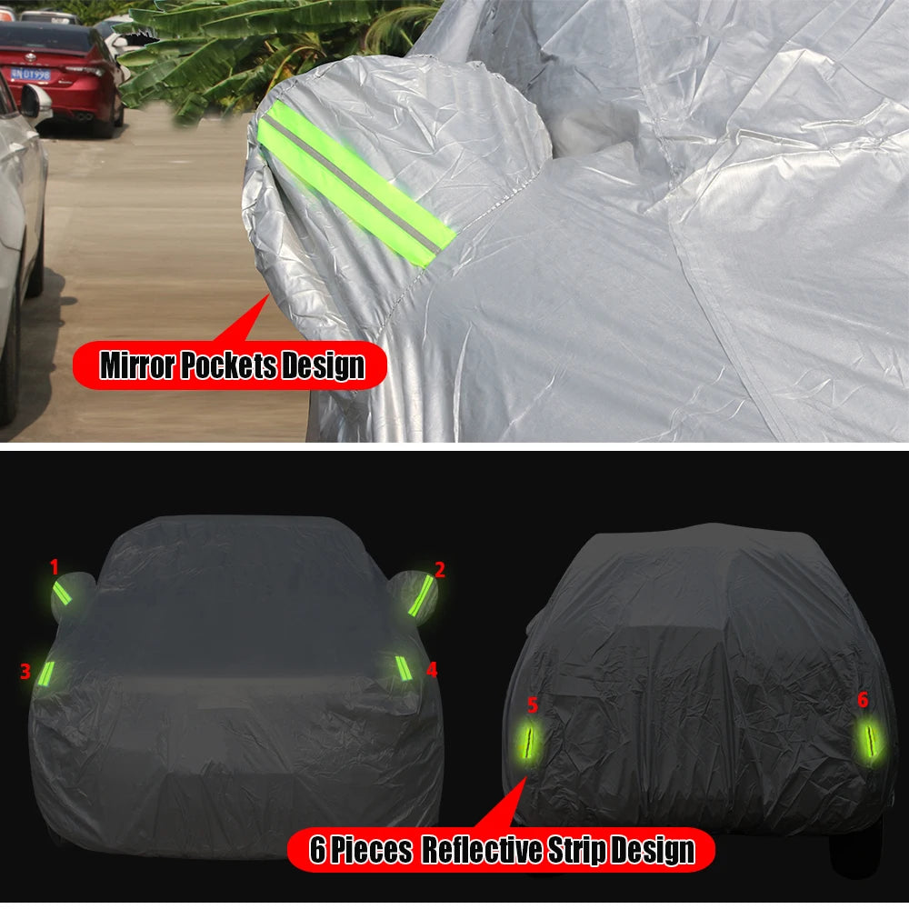 Outdoor Car Cover Anti-UV Sun Shade Snow Rain Dust Protection Cover For Fiat 500
