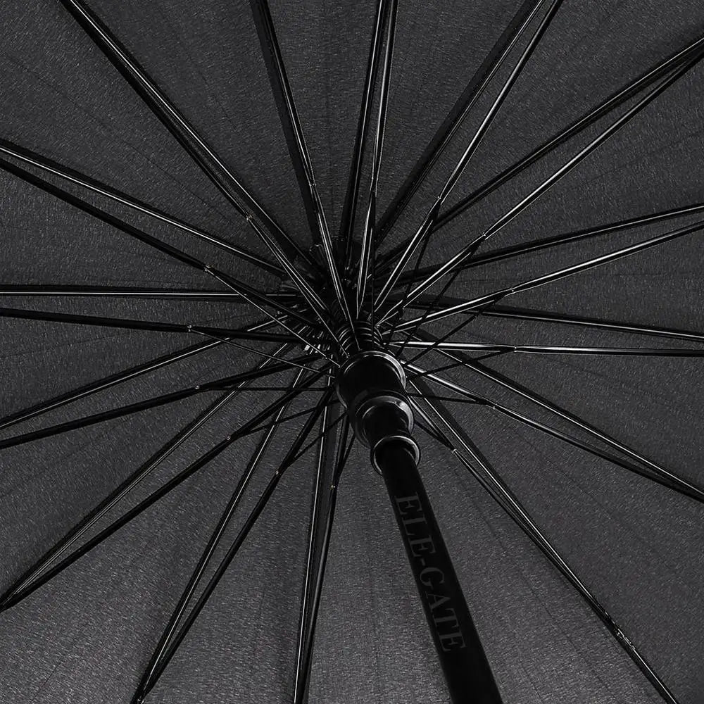 ELEGATE Japandi Design Golf Umbrella 8-Rib Semi-Automatic Black Oxford Coating Rain Protection Straight Folding Umbrella for Adu