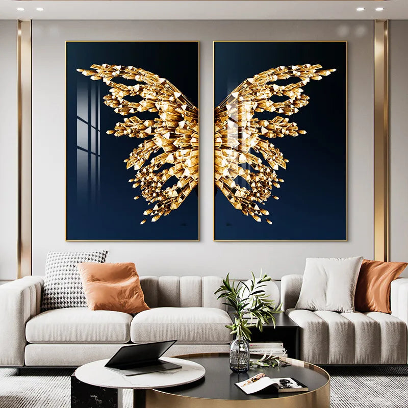 Creative butterfly Canvas Crystal Porcelain Wall Art Painting