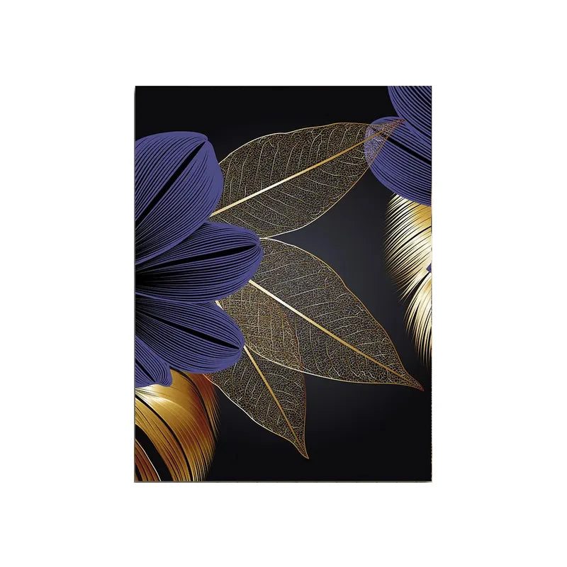 Nordic Living Room Decor Painting Picture Black Golden Plant Leaf Canvas Poster Print Modern Abstract Wall Art Decor Painting