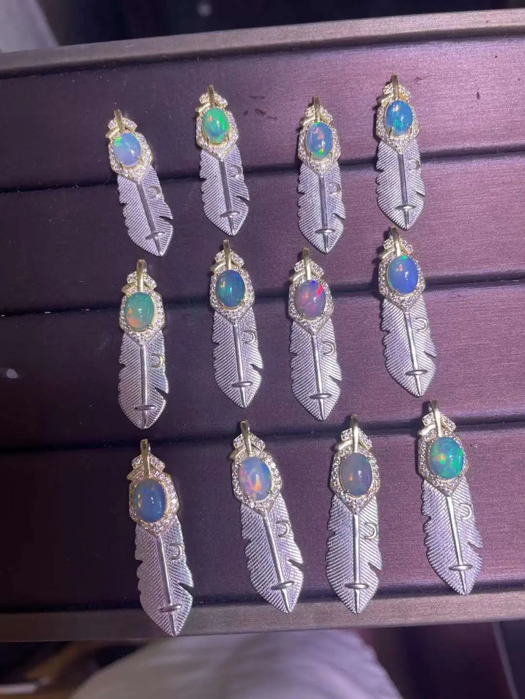 Crystals Healing Stones Natural Opal Sterling Silver Designer Charm Pendant Necklace