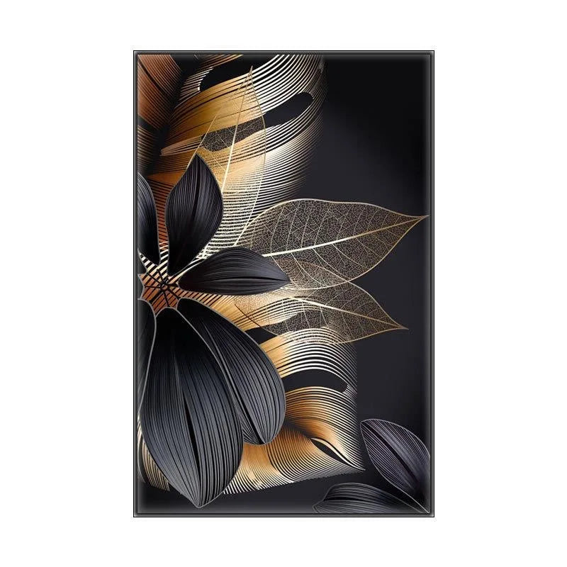 Nordic Living Room Decor Painting Picture Black Golden Plant Leaf Canvas Poster Print Modern Abstract Wall Art Decor Painting