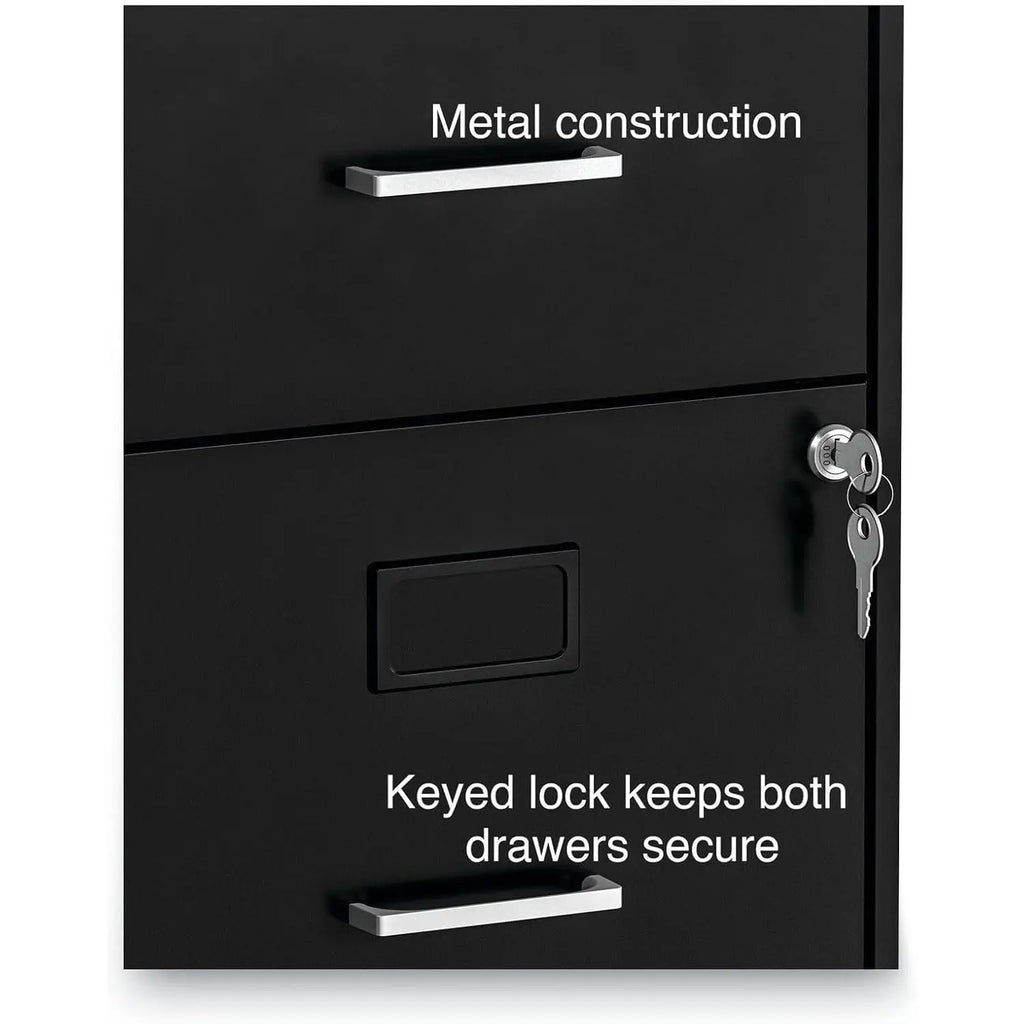 Alera Soho Vertical 2-Drawer File Cabinet 14\" X 18\" X 24.1\" Black File/Letter Storage