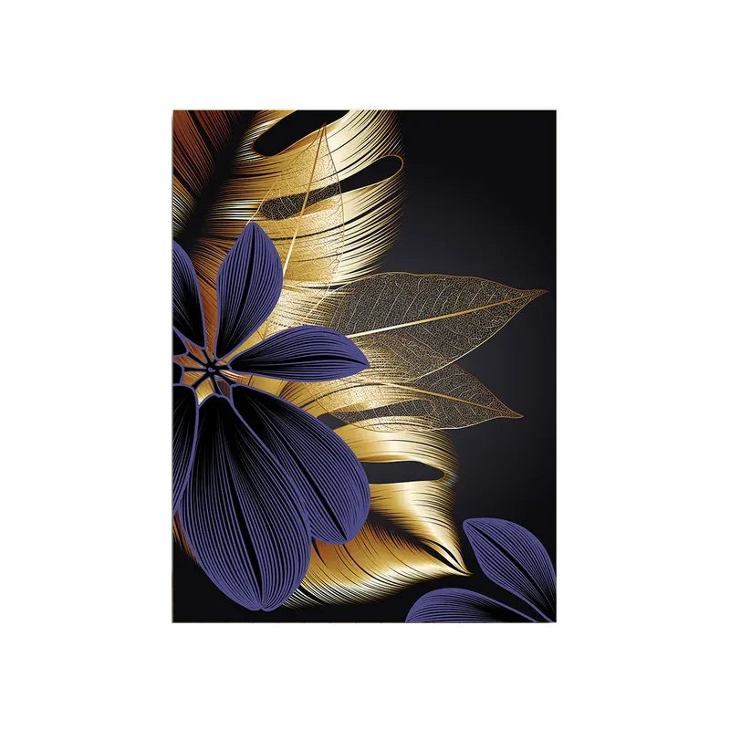 Nordic Living Room Decor Painting Picture Black Golden Plant Leaf Canvas Poster Print Modern Abstract Wall Art Decor Painting