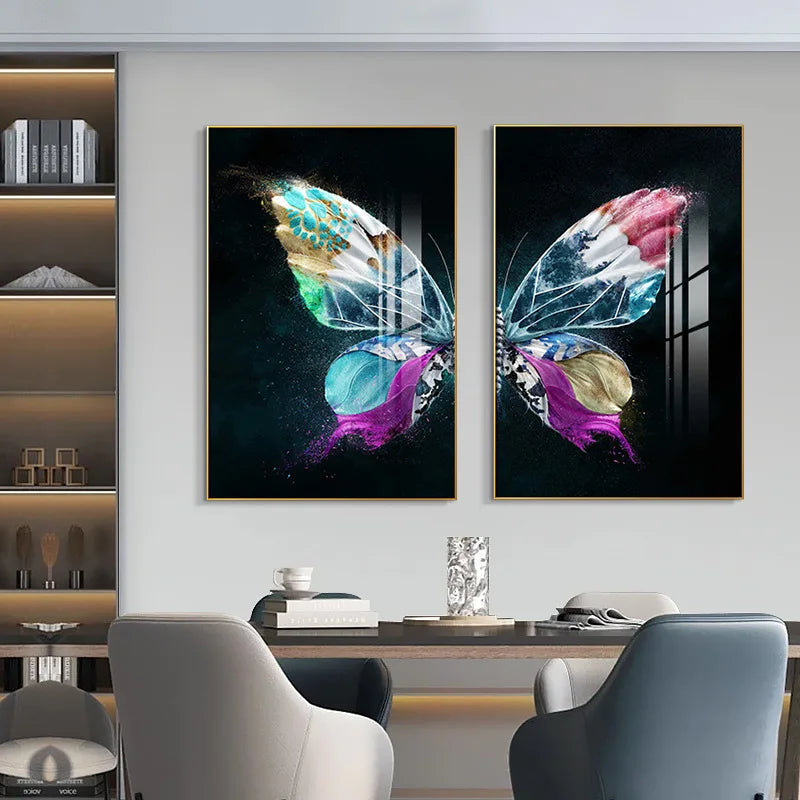 Creative butterfly Canvas Crystal Porcelain Wall Art Painting