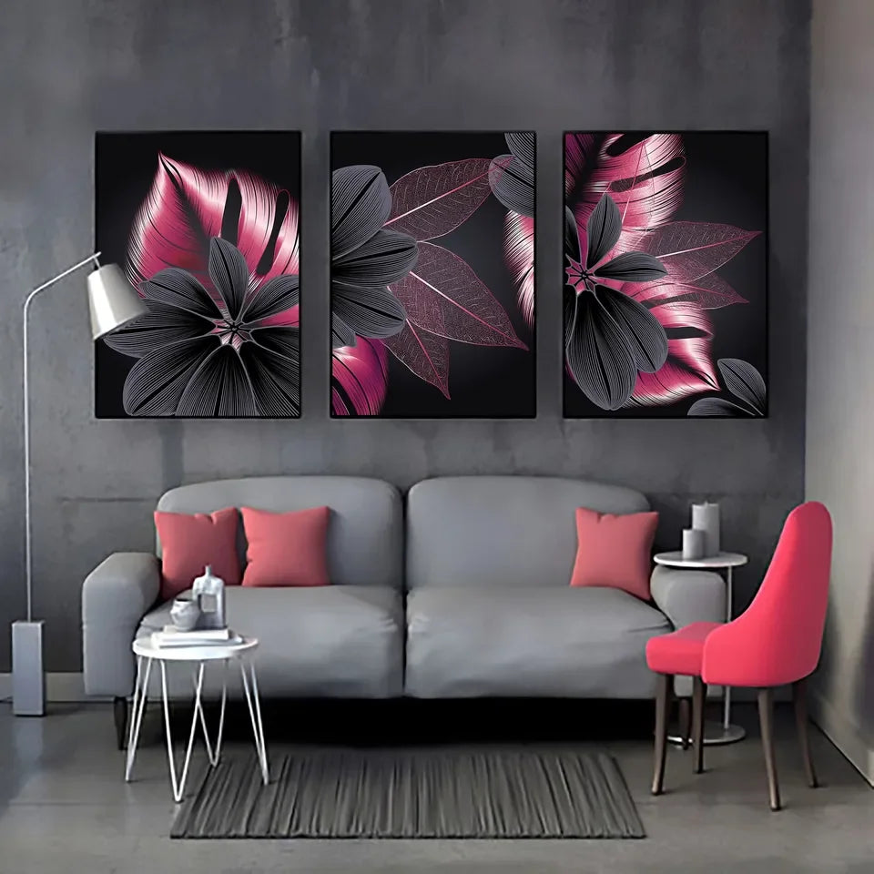 Nordic Living Room Decor Painting Picture Black Golden Plant Leaf Canvas Poster Print Modern Abstract Wall Art Decor Painting