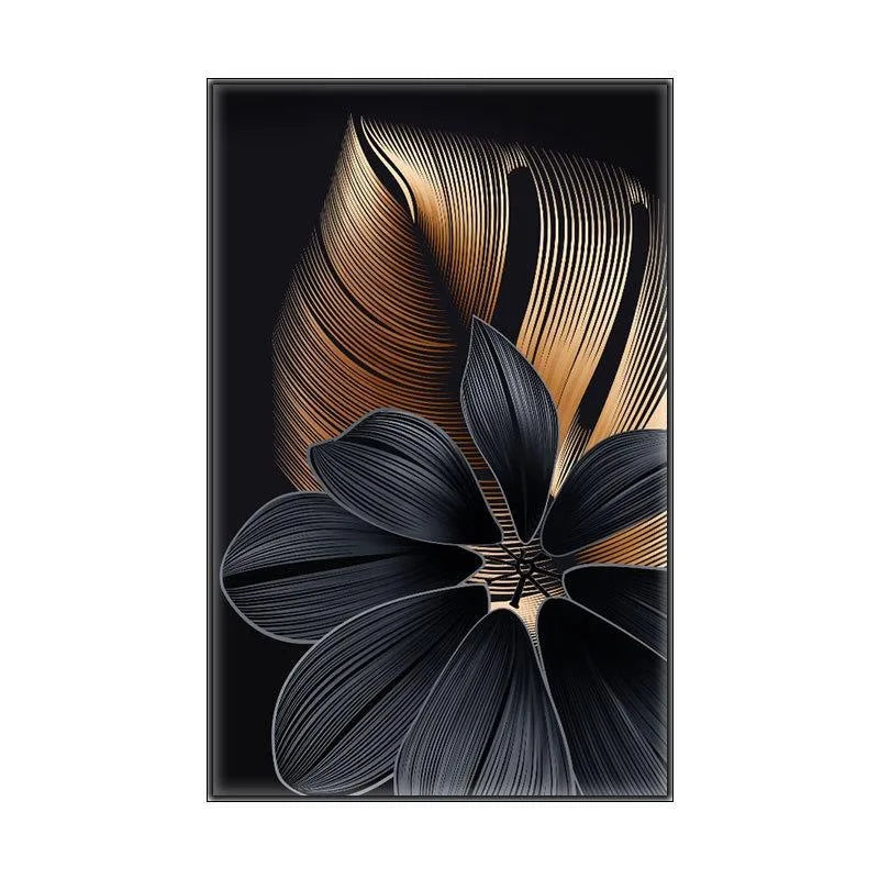 Nordic Living Room Decor Painting Picture Black Golden Plant Leaf Canvas Poster Print Modern Abstract Wall Art Decor Painting