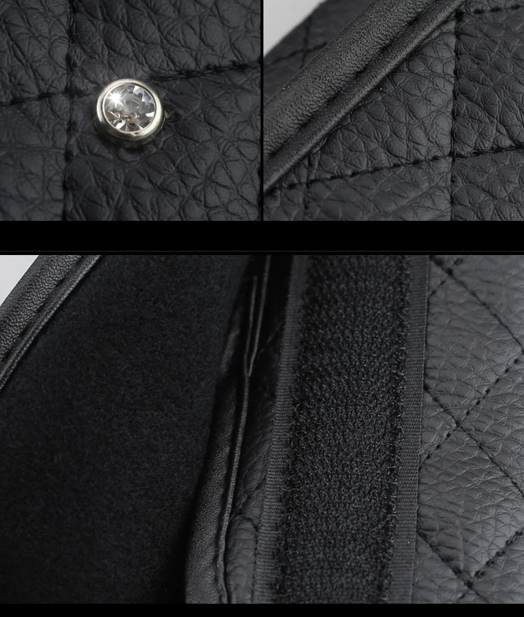 Camellia Flower Car Interior Accessories Crystal Leather Steering Wheel Cover Seat Belt Shifter Cover Auto Headrest Mirror Case