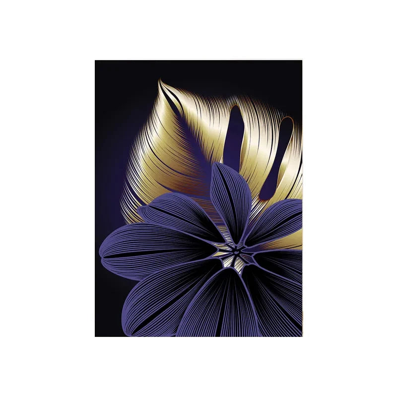 Nordic Living Room Decor Painting Picture Black Golden Plant Leaf Canvas Poster Print Modern Abstract Wall Art Decor Painting