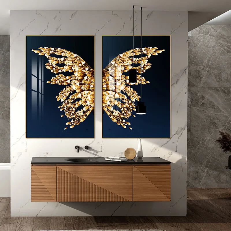 Creative butterfly Canvas Crystal Porcelain Wall Art Painting