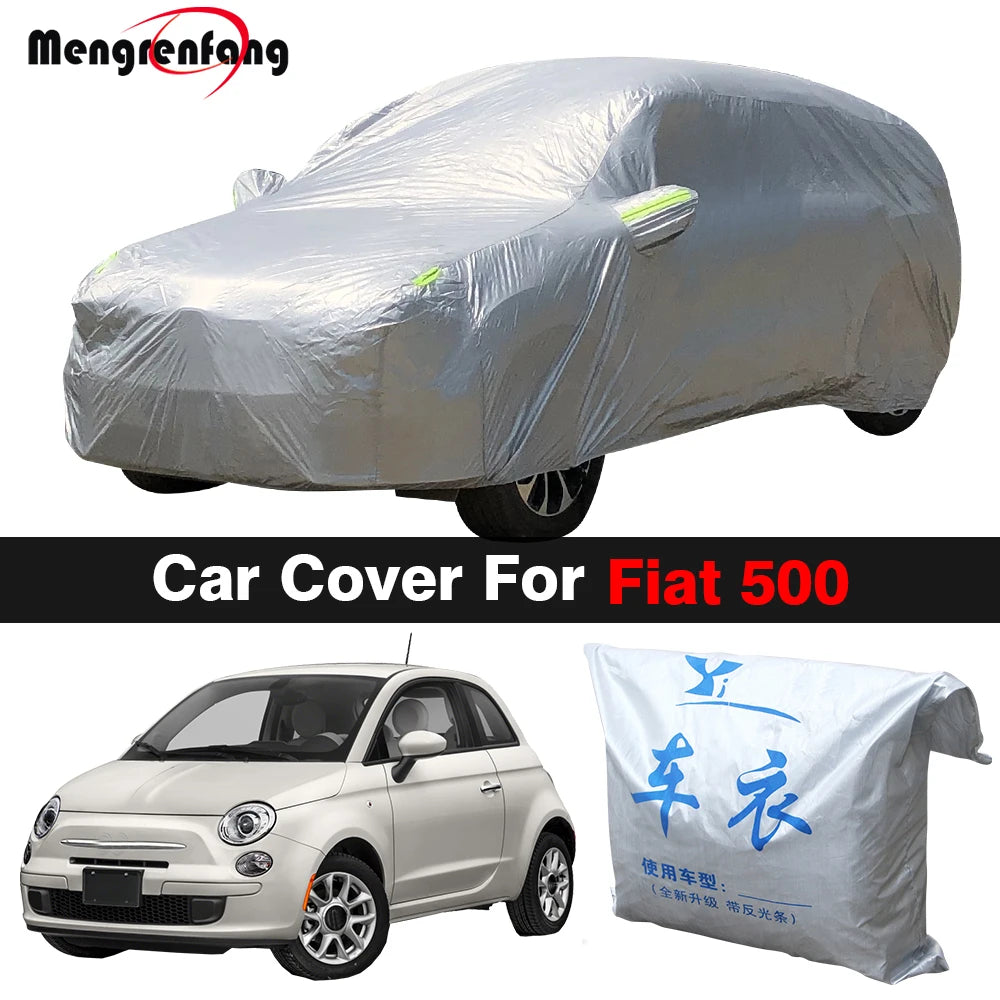 Outdoor Car Cover Anti-UV Sun Shade Snow Rain Dust Protection Cover For Fiat 500