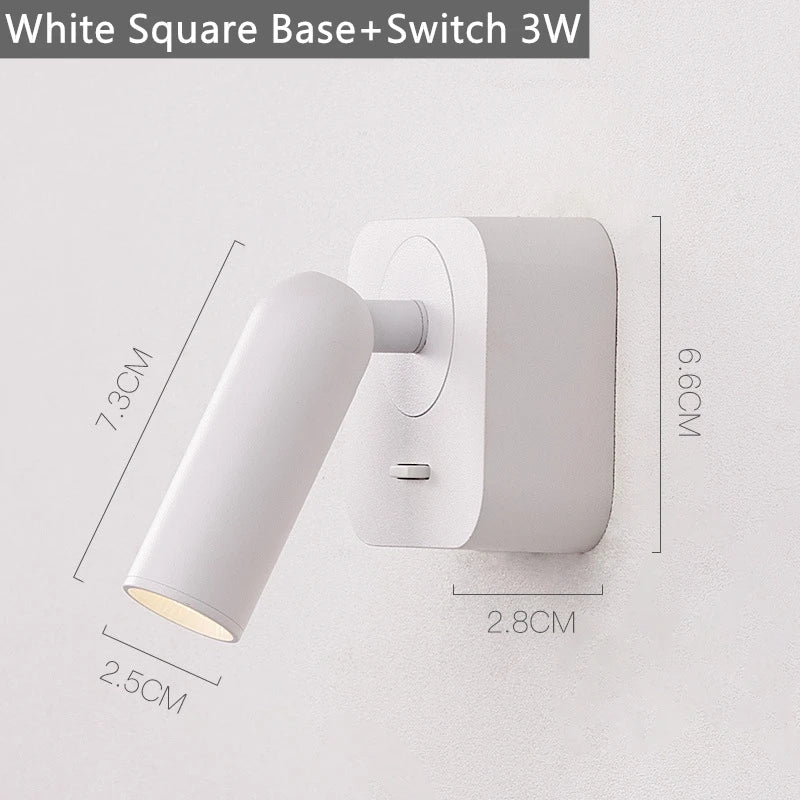 Modern LED Reading Wall Lamp With Switch Indoor 350º Rotation 3W Bedside Sconce Bedroom Book Study Home Decor Wall Mounted Light