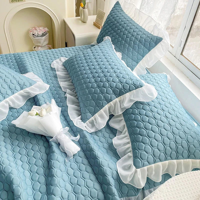 Korean Style Embroidered Summer Lace Jacquard Bed Skirt Ruffled Wedding 300tc Thread Count for Home Hotel Use Sleep Aid