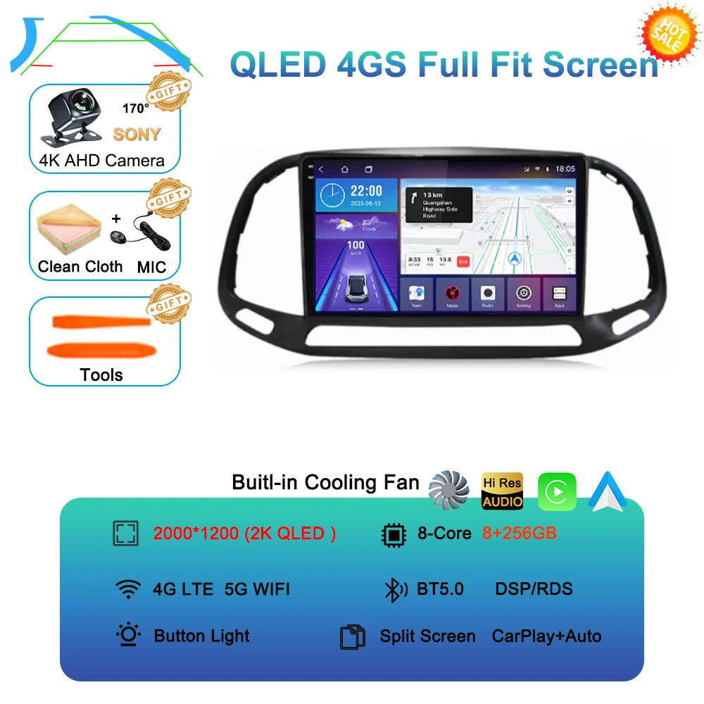Android 16 For Fiat Doblo 2015 2016 2017 2018 2019 2020 GPS Car Radio Multimedia Video Player Stereo Navigation Wifi 360 Camera