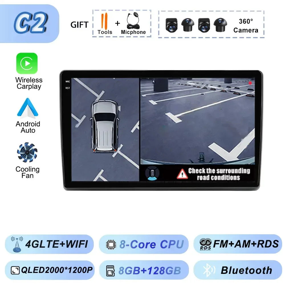 Video Player Carplay Car Radio for Fiat Ducato 2007 2008 2009 2010 2011 2012 - 2015 Android 15 Stereo Multimedia BT Auto Android