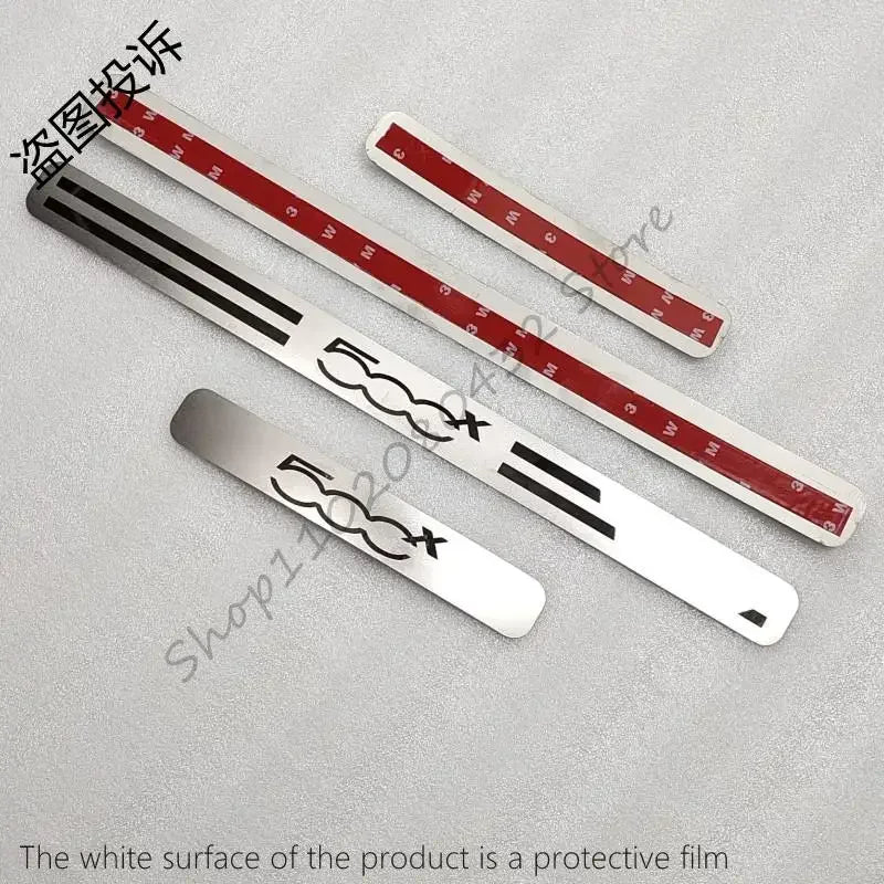 Car Styling For FIAT 500X 2014-2017 2018 2019 2020 Auto Door Sill Scuff Plate Trim Anti-Scuff Welcome Pedal Stickers Accessories