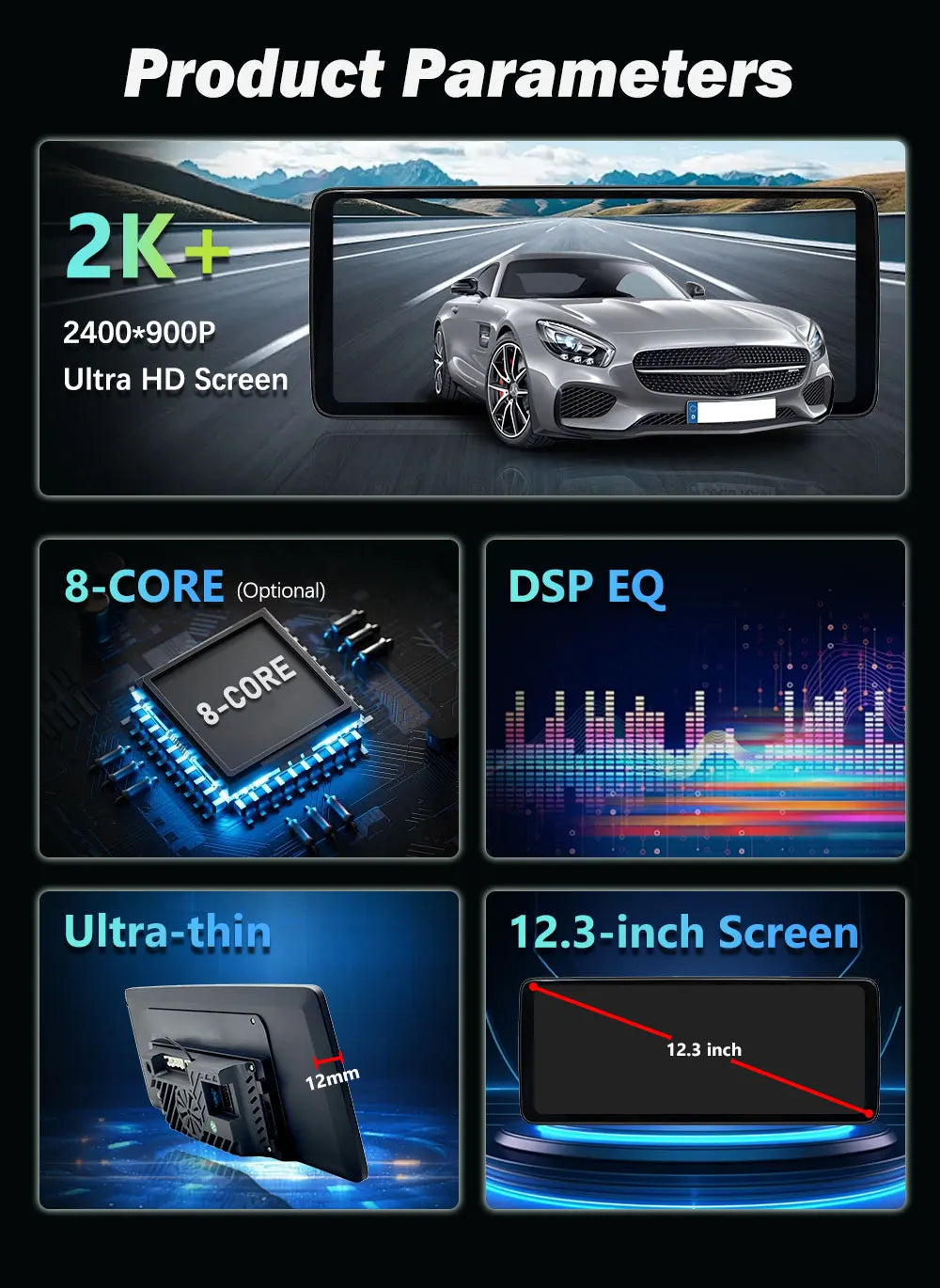 12.3 '' Android 16 for Fiat 500 2007 - 2015 Car Radio Video Multimedia Player BT 4G GPS Navi Wireless Carplay WiFi Touch Screen