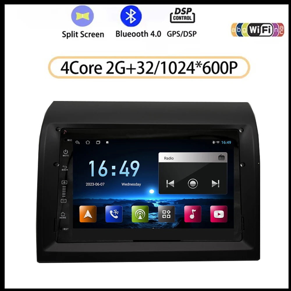 7" Android Auto for Fiat Ducato 2006 - 2016 Car Radio GPS Navigation Player Multimedia Player Wireless Carplay Screem WIFI Fan