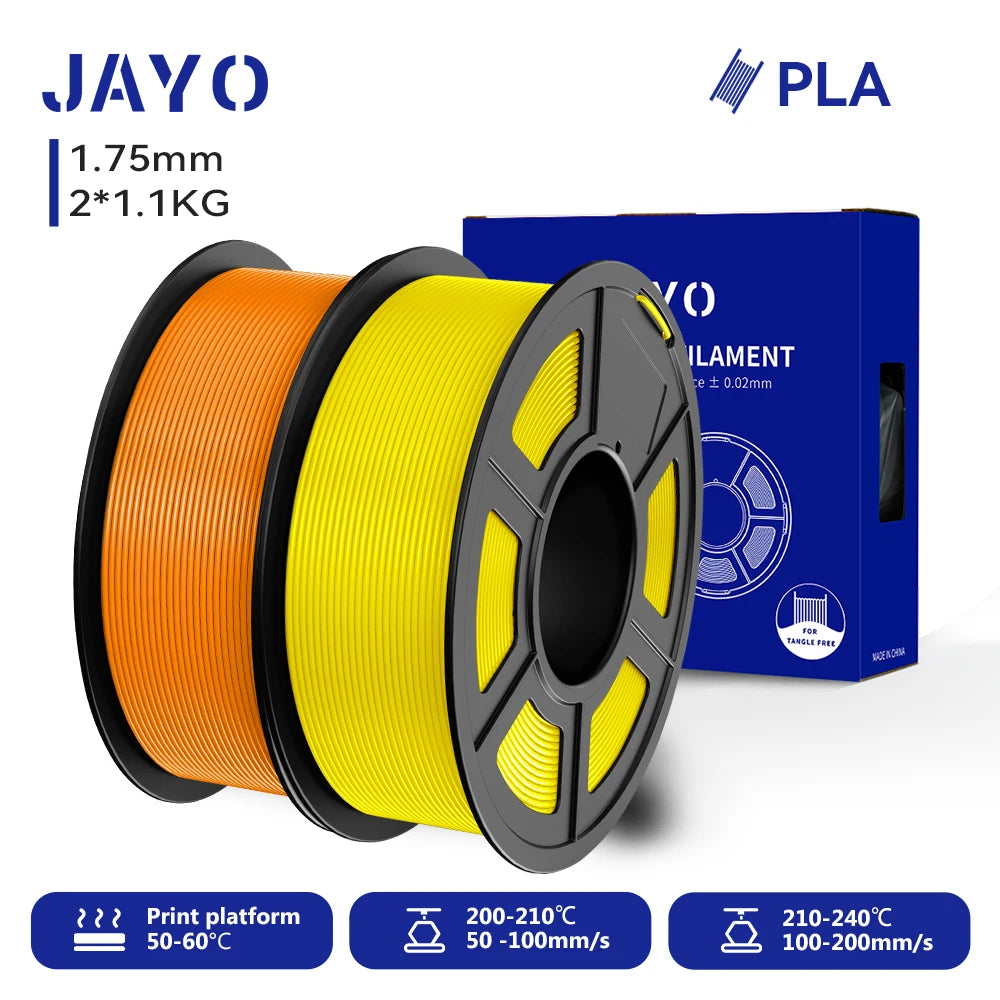 JAYO 2 Rolls 3D PLA / AntiString PLA / High Speed PLA Filament PLA Filament 1.75mm Neatly Wound 3D Printing Filament for 3D