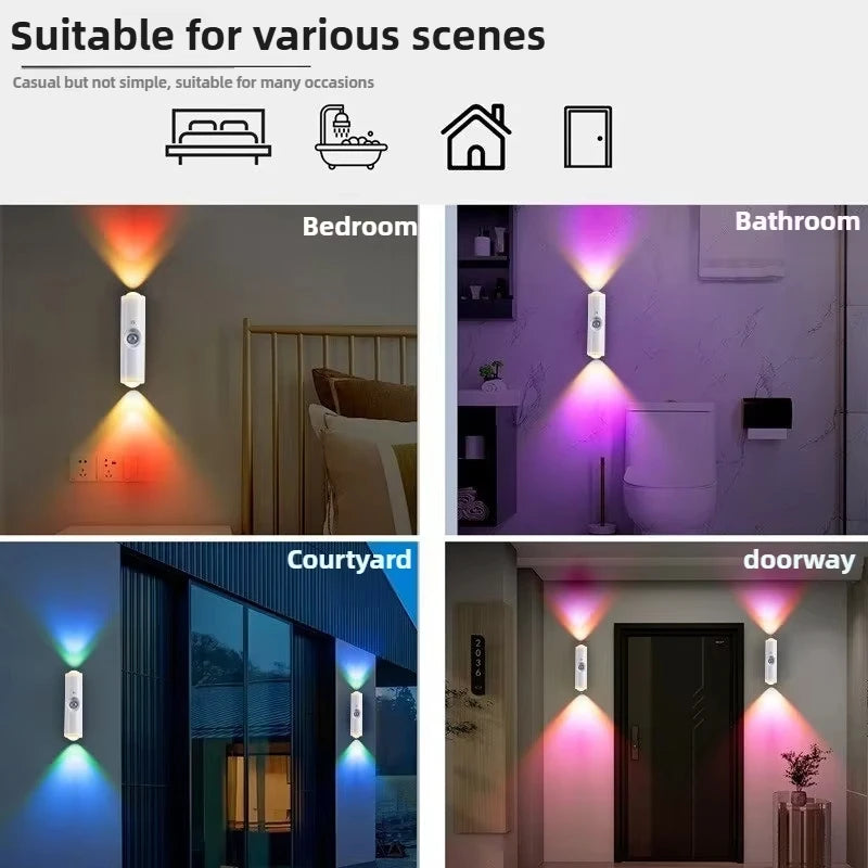 NEW Smart RGB Gradient Night Light Magnetic Motion Sensor Rechargeable Wall Lamp for Bedroom Bathroom Closet Garden Home Decor