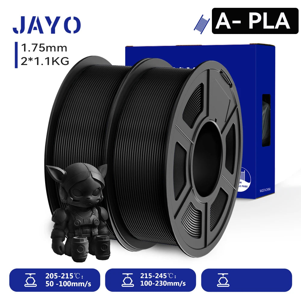 JAYO 2 Rolls 3D PLA / AntiString PLA / High Speed PLA Filament PLA Filament 1.75mm Neatly Wound 3D Printing Filament for 3D