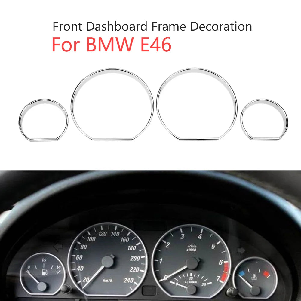 For BMW E46 Chrome Gauge Dash Dial Rings Bezel Trim Speedometer AC for BMW E46 M M3 Car Circle Styling Cover Car Accessories