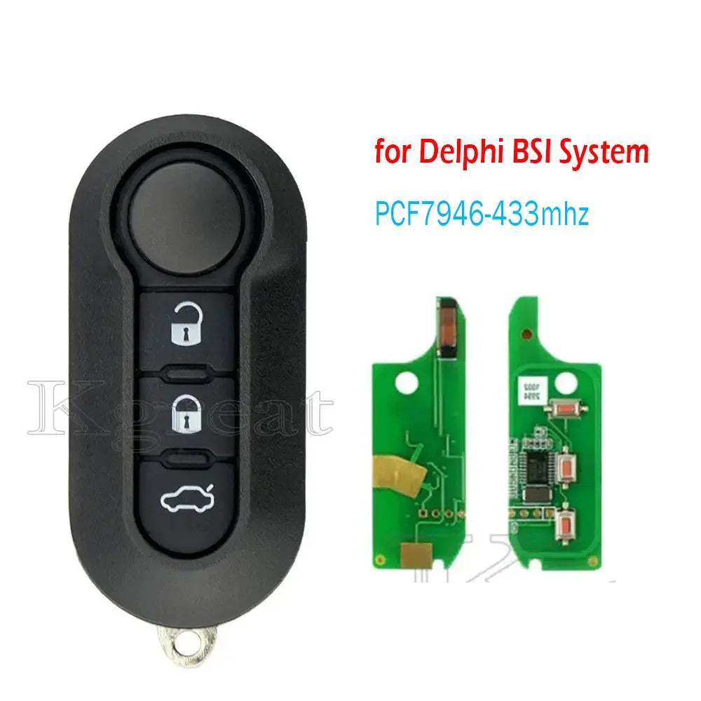 3 button Remote Car Key for Fiat 500 500L Punto Florino Doblo Qubo Punto Evo Grande Punto 433MHz Marelli / Delphi BSI System