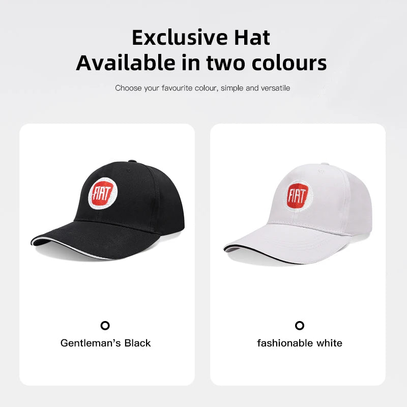 Fiat Emblem Baseball Hat Men Women Adjustable Peaked Cap For Fiat Abarth 500e Panda Tipo FR Argo Freemont Viaggio Bravo Punto