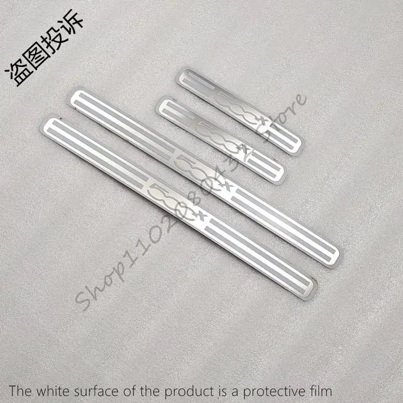 Car Styling For FIAT 500X 2014-2017 2018 2019 2020 Auto Door Sill Scuff Plate Trim Anti-Scuff Welcome Pedal Stickers Accessories