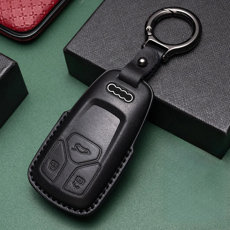 Genuine Leather For Audi A1 A3 8P A4 B9 A5 A6 C7 8S 8W A7 A8 Q3 Q5 Q7 4M S4 S5 S6 S7 S8 RS3 RS6 SQ5 TTS TFSI Car Smart Key Case