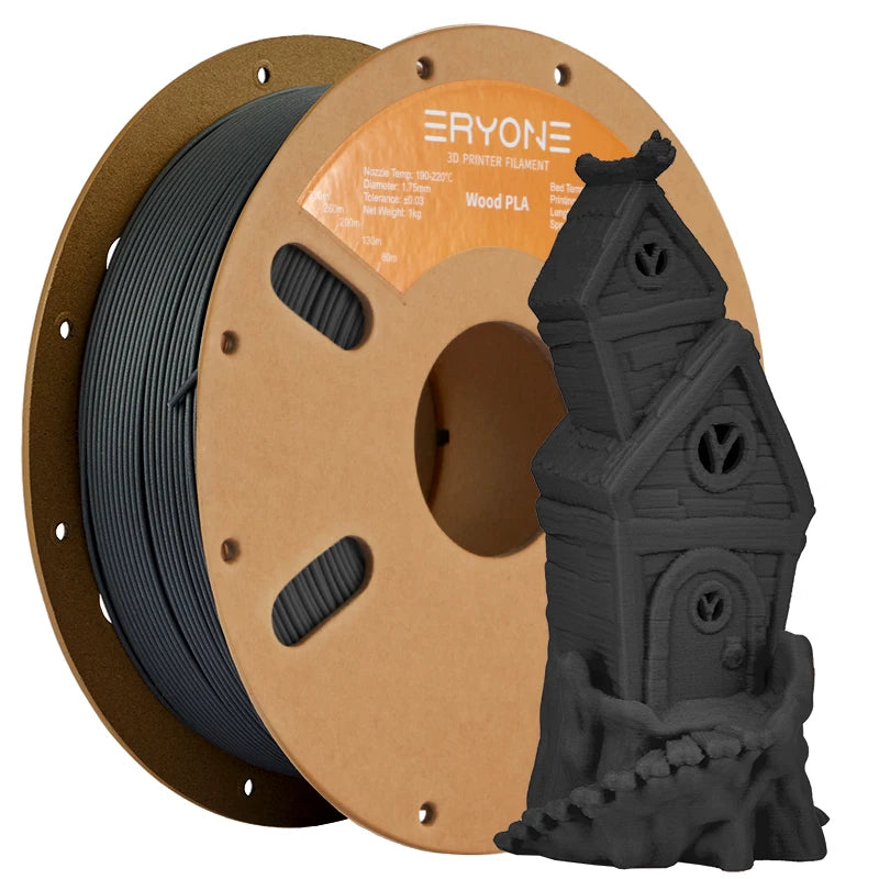 Eryone 1KG PLA Wood Premium Filament 3D Print, Real Wood Flour,Deep Light,wood pla filament,PLA Wood