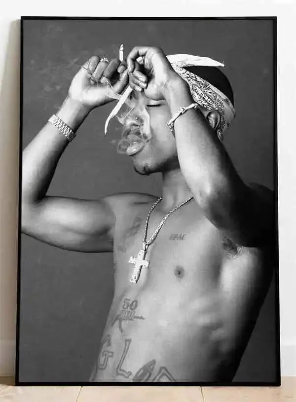 Black and White Pop Hip Hop Rapper 2PAC Posters Tupac Music Album Cover Aesthetic for Room Canvas Painting Art Wall Home Decor