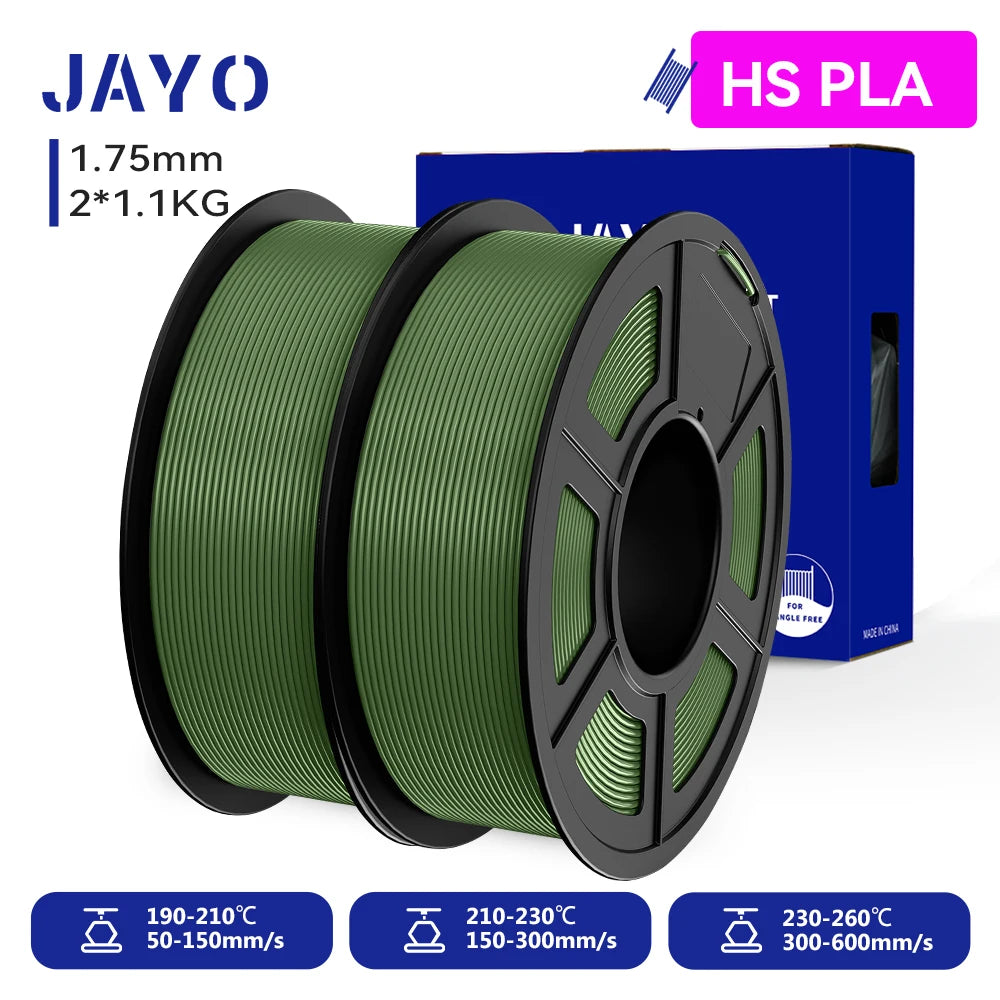 JAYO 2 Rolls 3D PLA / AntiString PLA / High Speed PLA Filament PLA Filament 1.75mm Neatly Wound 3D Printing Filament for 3D