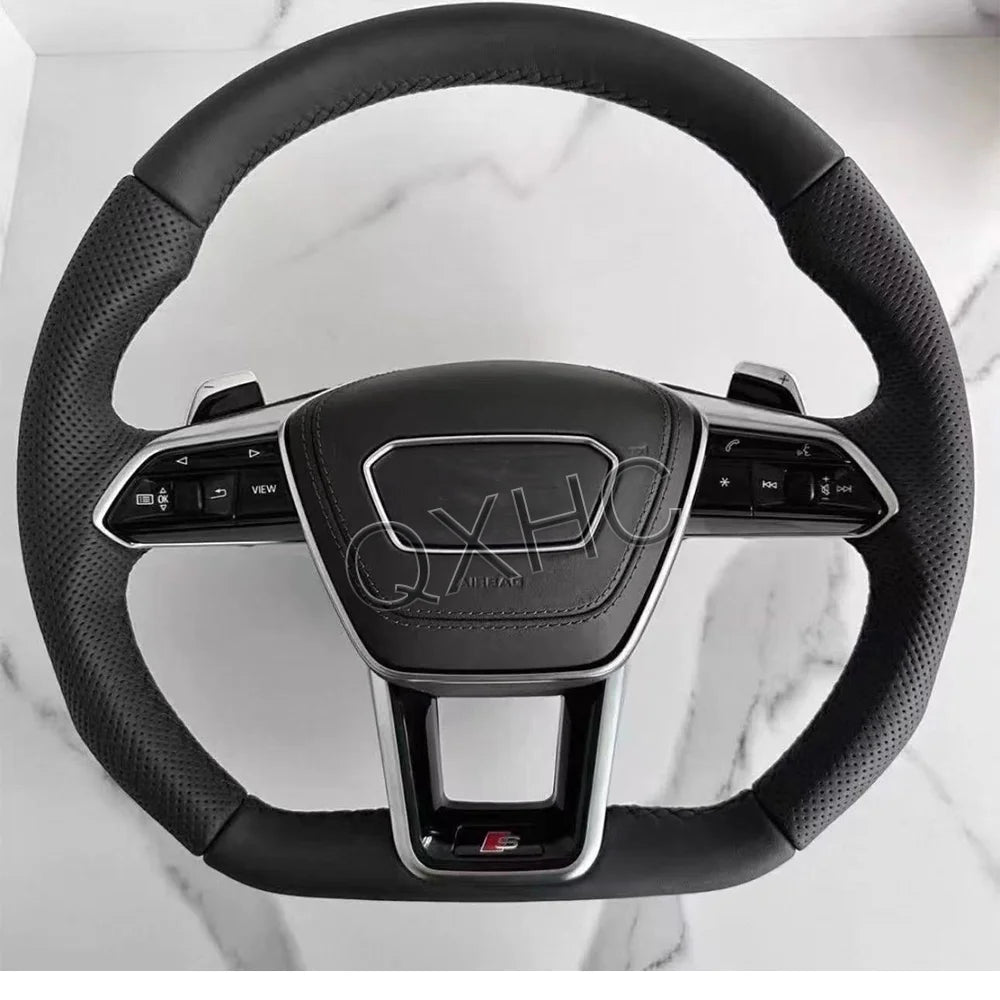 Leather Perforated Steering Wheel For Audi RS A3 A4L A5 A6L A7 Q2 Q3 S4 S5 R8 B8 C7 Q7 TTRS Steering Wheel Campaign Assembly