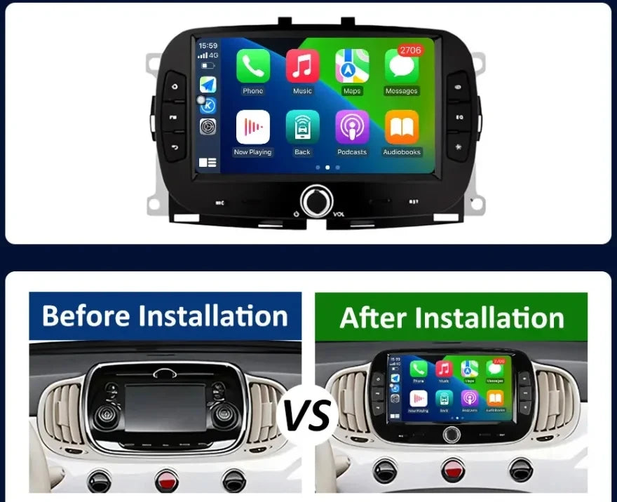Android15 For Fiat 500 2016 - 2019 Car Radio Multimedia Player Video Navigation Carplay Stereo GPS WIFI DSP Carplay Android Auto