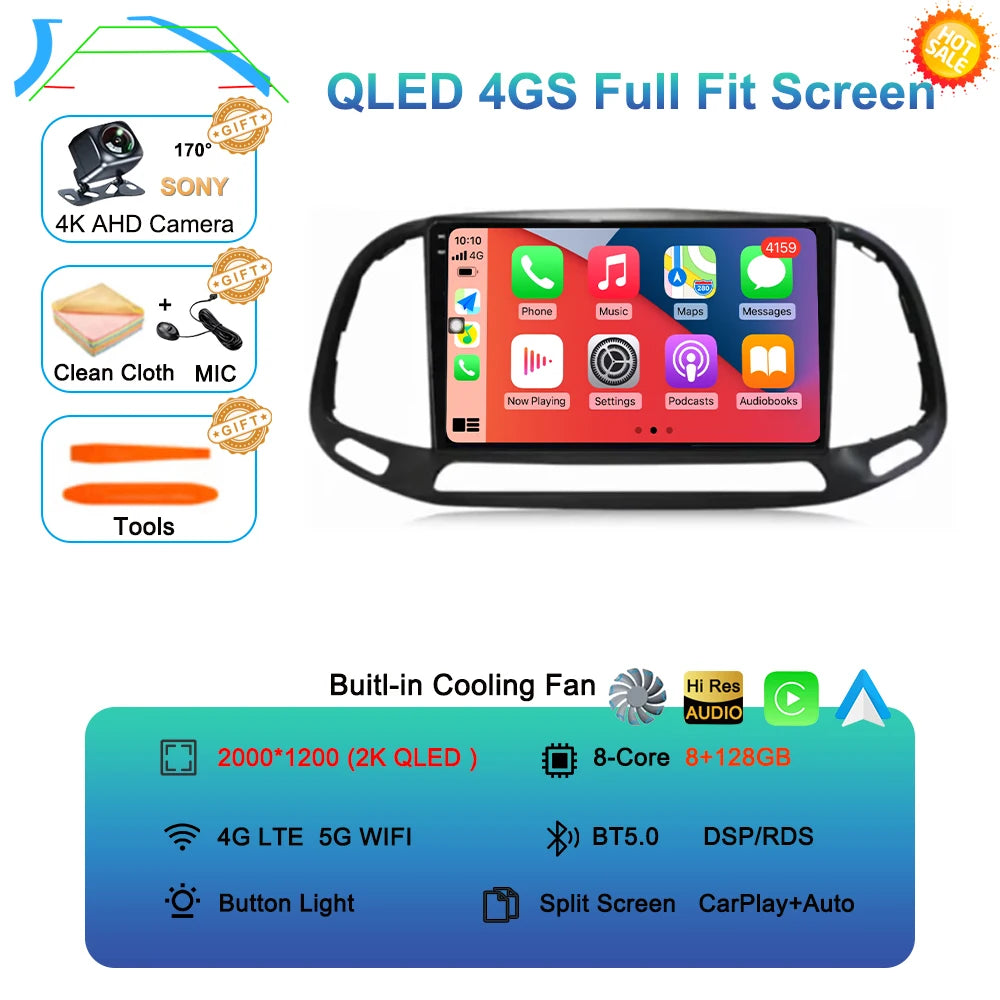Android 16 For Fiat Doblo 2015 2016 2017 2018 2019 2020 GPS Car Radio Multimedia Video Player Stereo Navigation Wifi 360 Camera