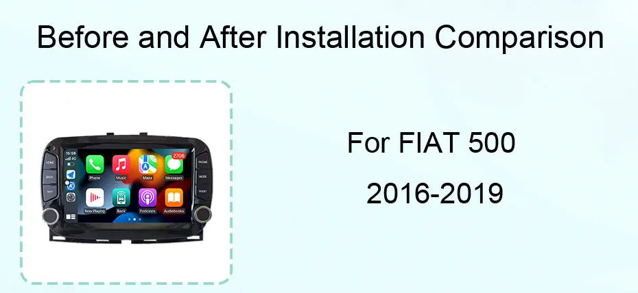 Android 16 Car Radio For Fiat 500 2016-2019 7inch Touch Screen Multimedia Player GPS Navi BT WiFi FM Radio Mirror Link Head Unit