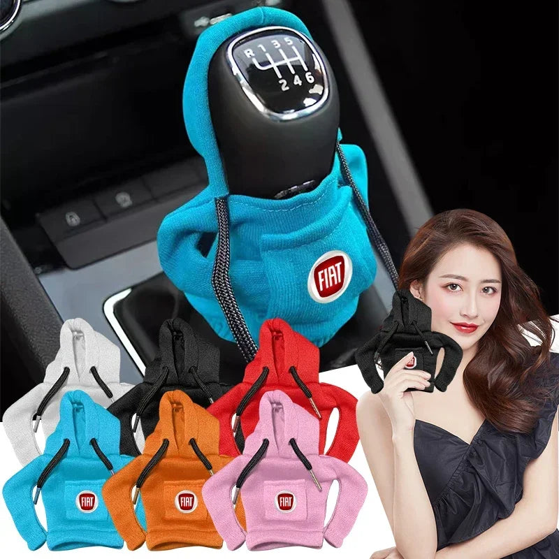 Car Gear Shift Lever Knob Sweatshirt Cover Auto Shift Cover For Fiat Abarth 500 595 124 Becquet Fiat Punto Ducato Palio Grande