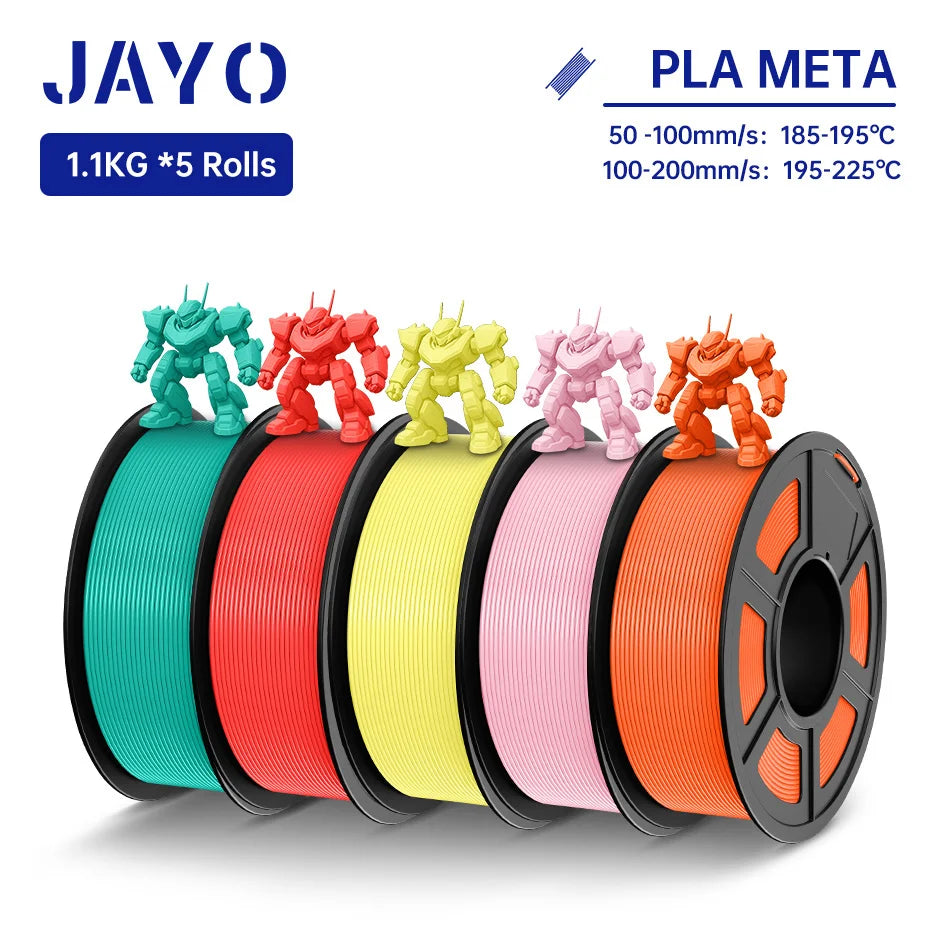 JAYO 3D Filament PLA +/PLA Meta/ PLA Matte/PLA PLUS 2.0/ PLA 1.75MM 5Rolls Coloful Neatly Wound 3D Printer Filament 1.1KG