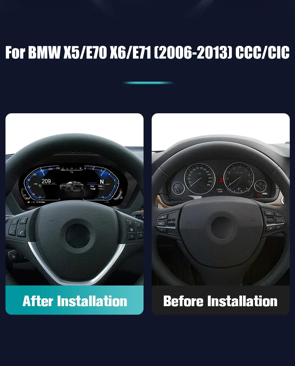 Byseven For BMW X5 E70/BMW X6 E71 (2006-2013) CCC/CIC 12.3inch LCD instrument panel digital instrument panel