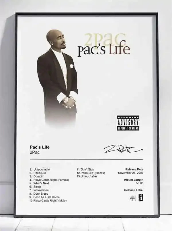 Black and White Pop Hip Hop Rapper 2PAC Posters Tupac Music Album Cover Aesthetic for Room Canvas Painting Art Wall Home Decor