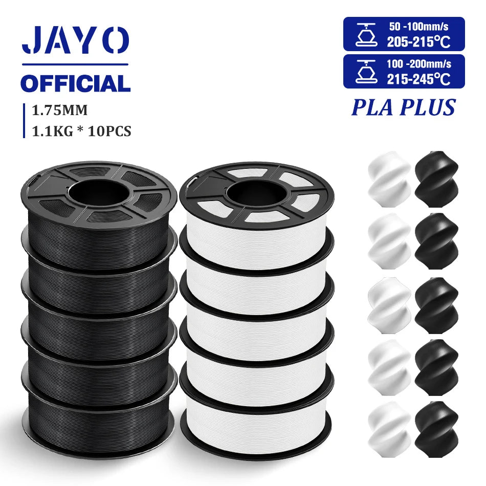 JAYO 3D Filament 1.75mm PLA / PLA Plus / PLA Meta/ Silk PLA+/PLA Matte 3D Prnter Filament 1.1KG For FDM Multicolor Set 10Rolls
