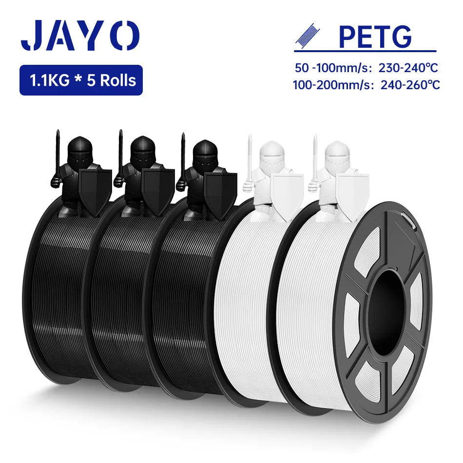 JAYO PLA / PLA Plus/ SILK PLA / PLAMeta/TPU SILK/ABS / PETG 3D Filament 1.75mm 0.65/1.1KG 3D Printer Filament PLA Rainbow 5Roll